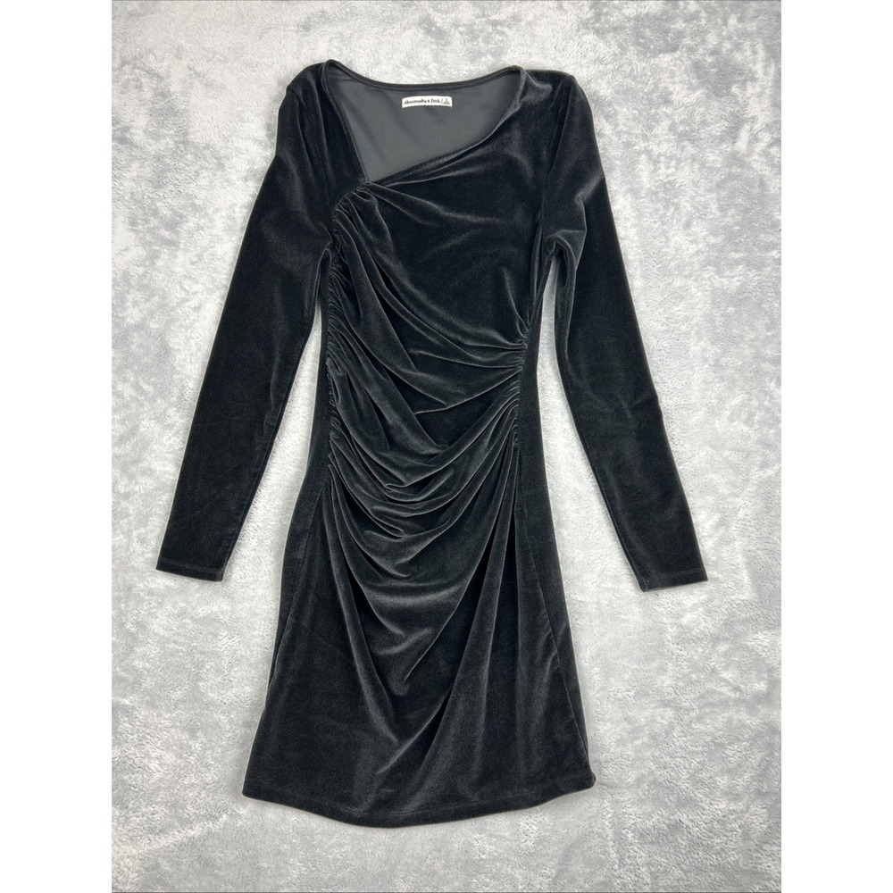 Abercrombie & Fitch Dress Small Asymmetrical Velvet Mini Stretch Black HOCO